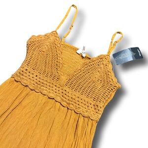 Mustard Yellow Crochet Dress